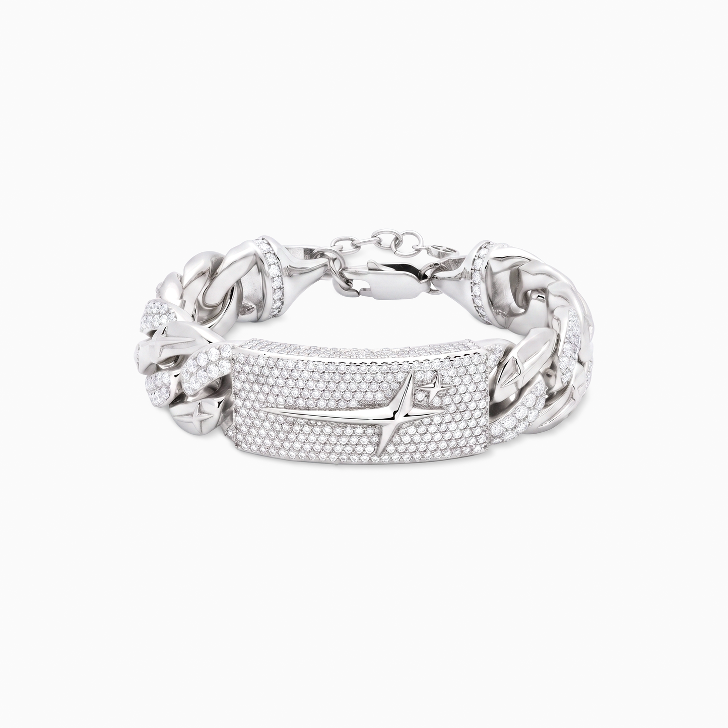 Iced Icon Cuban Link Plate Bracelet 15mm 1/2 Silver