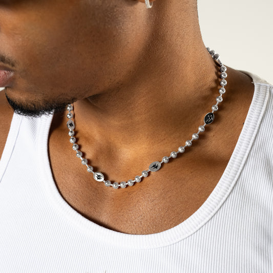 Silver Signature Bead Link Chain