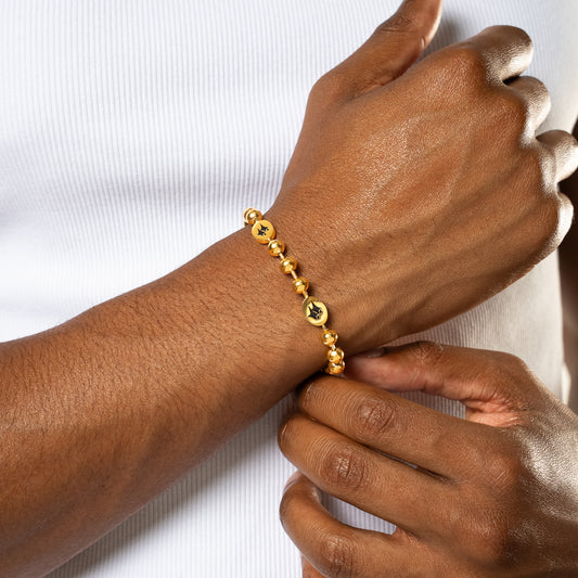 Bracelet Bead link Signature Doré