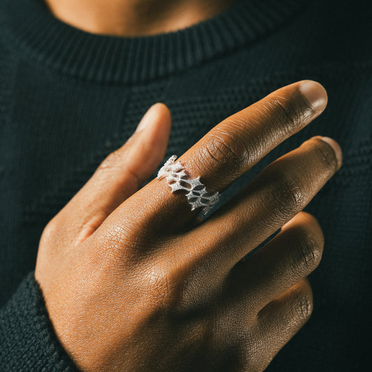 Iced Monogram Ring Silver