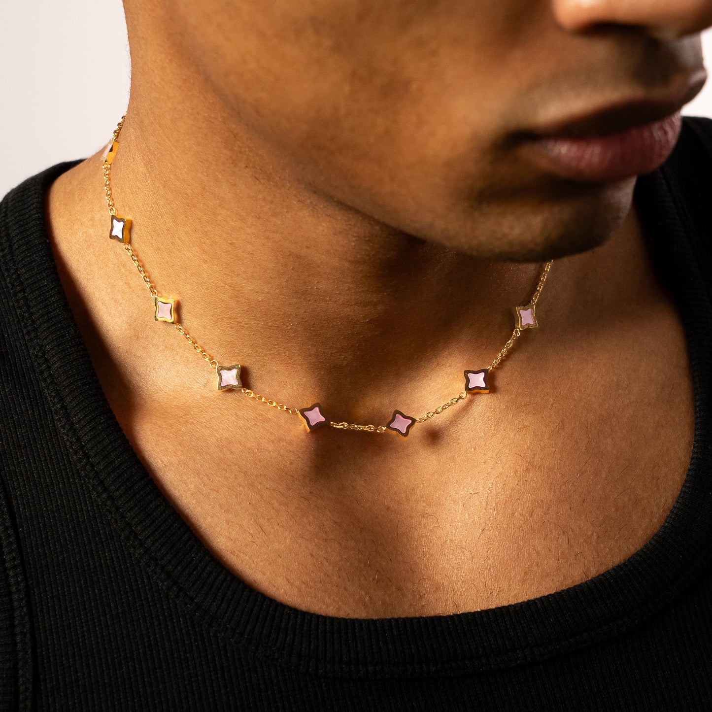 Gold Flower Cable Chain - Rose Pattern