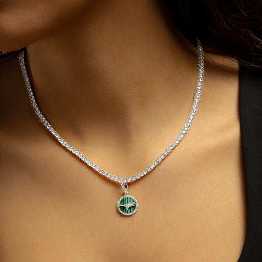 Silver Signature Medallion - Green Pattern