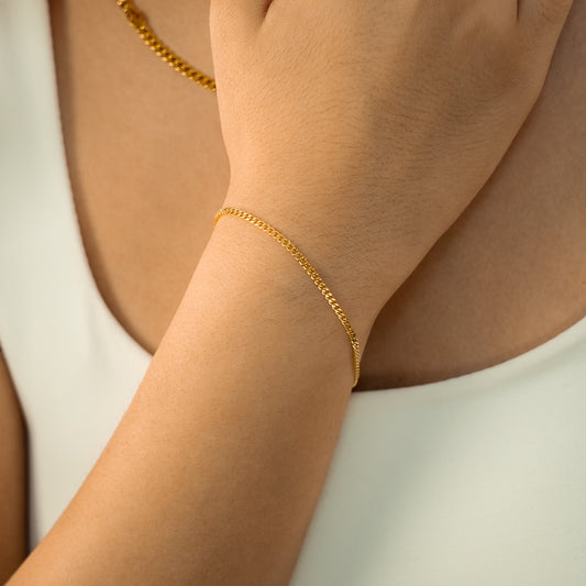 Cuban link bracelet 2 mm gold