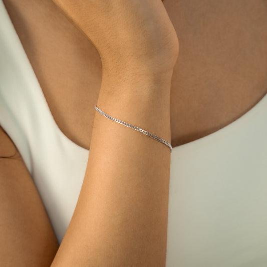 Cuban link bracelet 2 mm silver