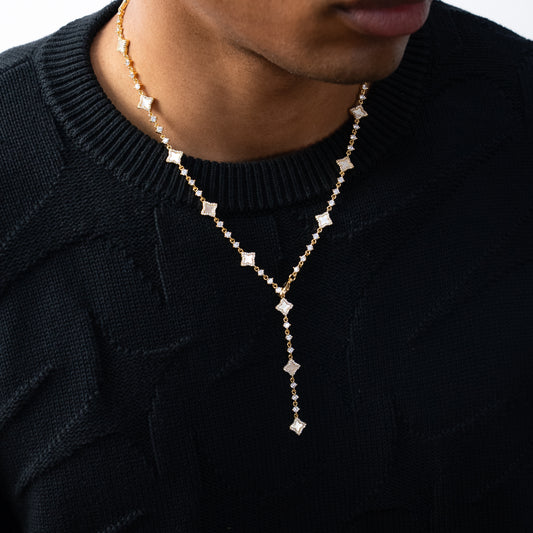 Lariat Flower Tennis Gold - White Pattern