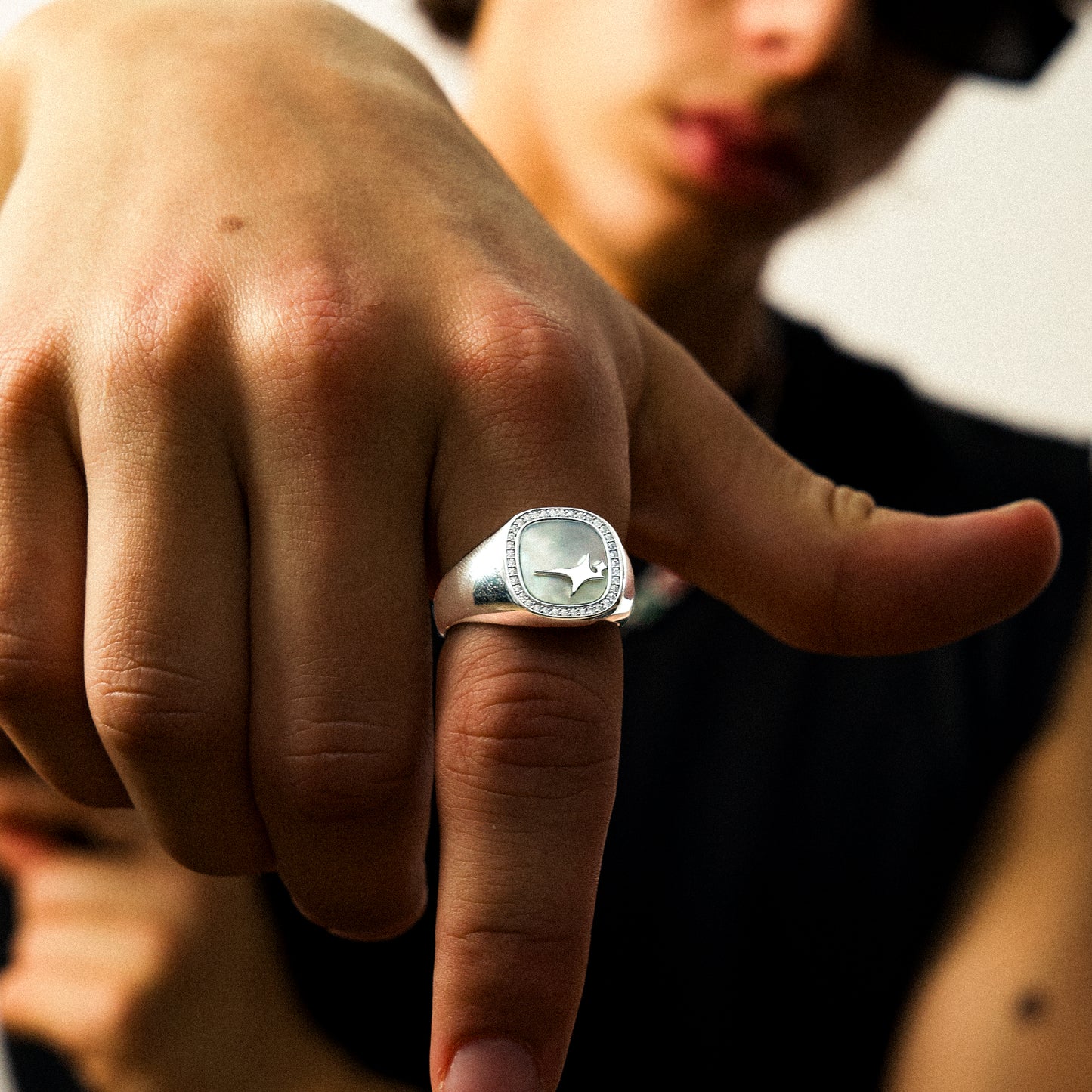 Iced Raw ring Argentée - Motif Blanc