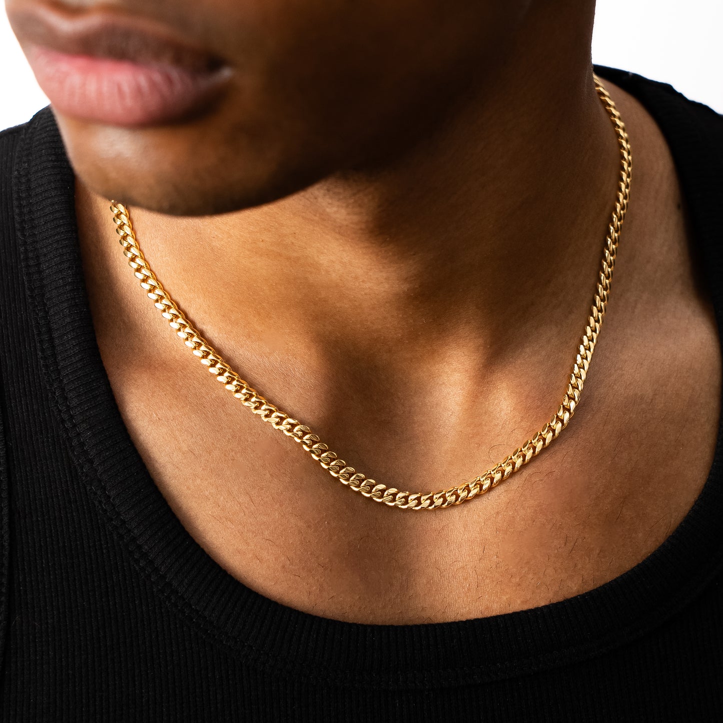 Chaîne Cuban link 5 mm dorée