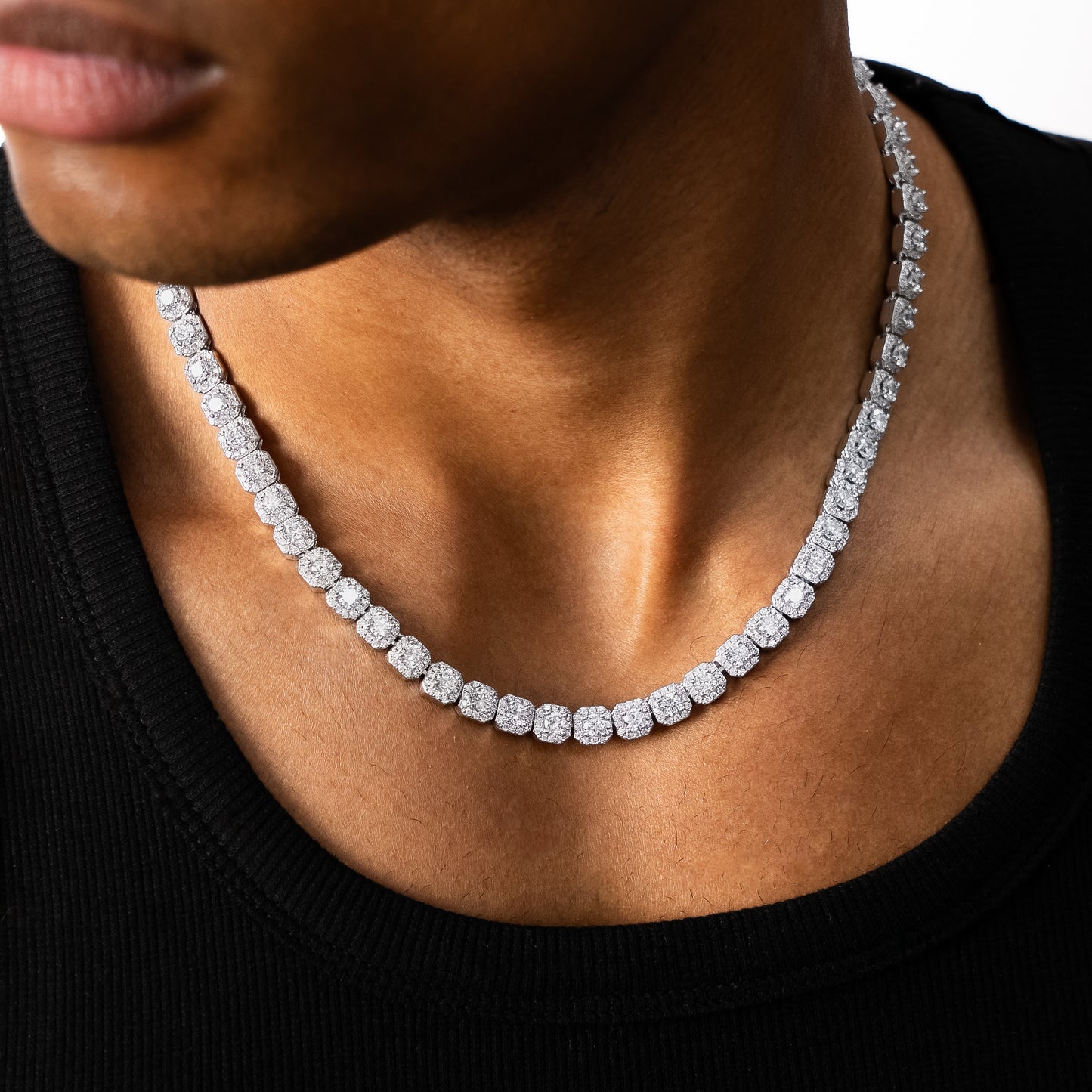 Clustered tennis chain 6mm silver