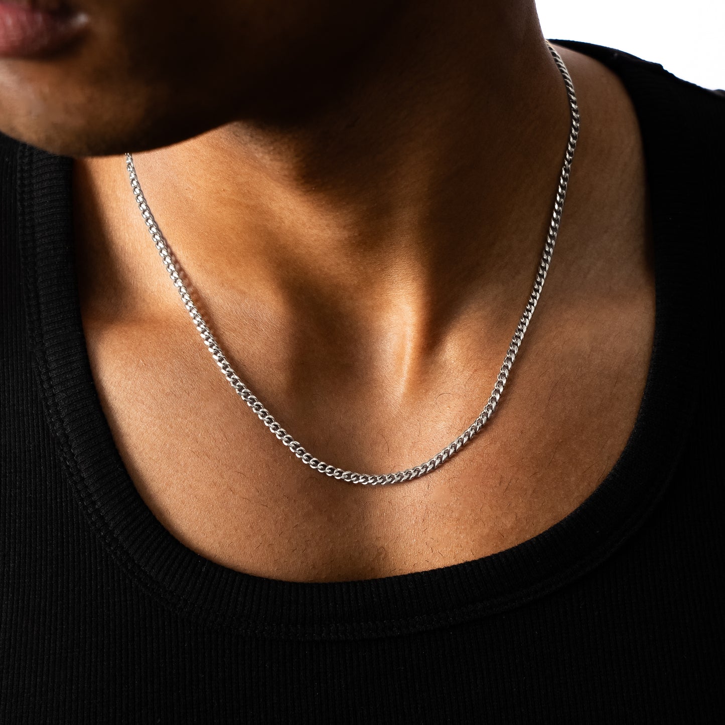 Cuban link chain 3 mm silver