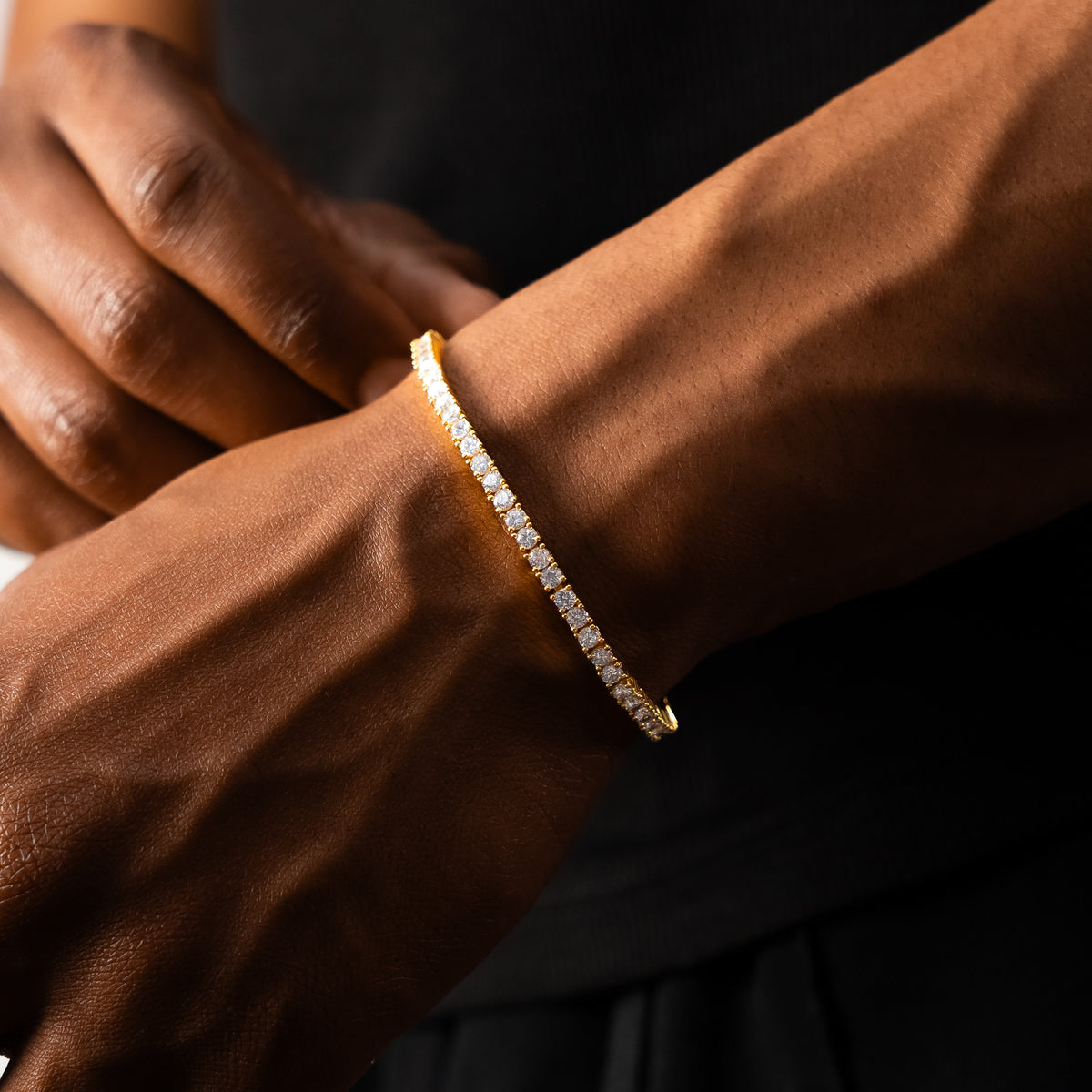 Bracelet Tennis 3 mm - Argent 925 / Dorure Or jaune & Moissanite VVS