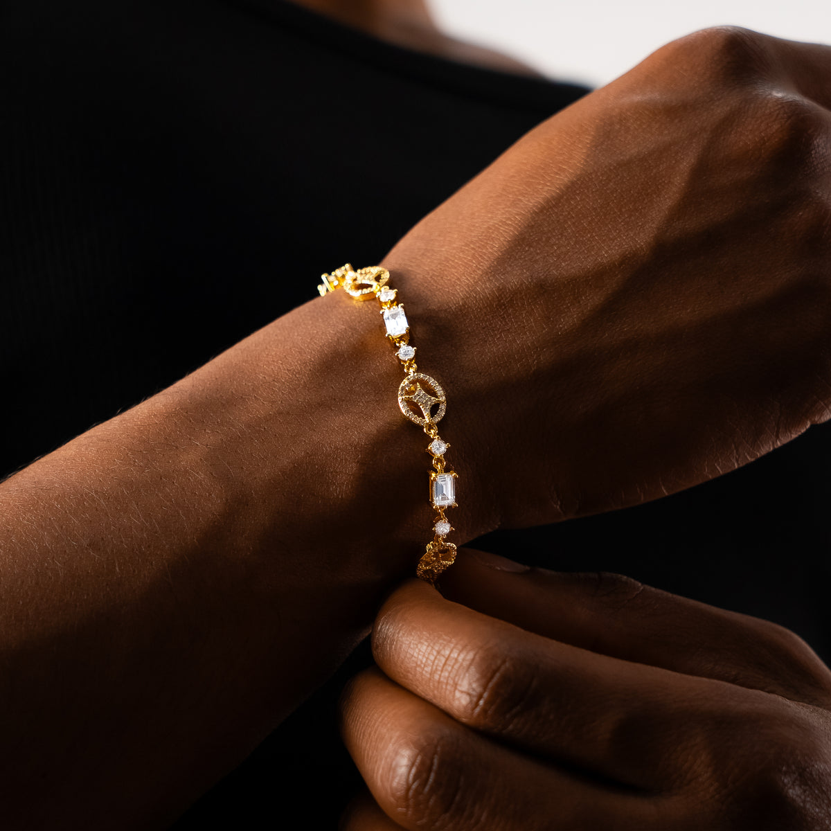 Bracelet Iced signature - Argent 925 / Dorure Or jaune & Moissanite VVS