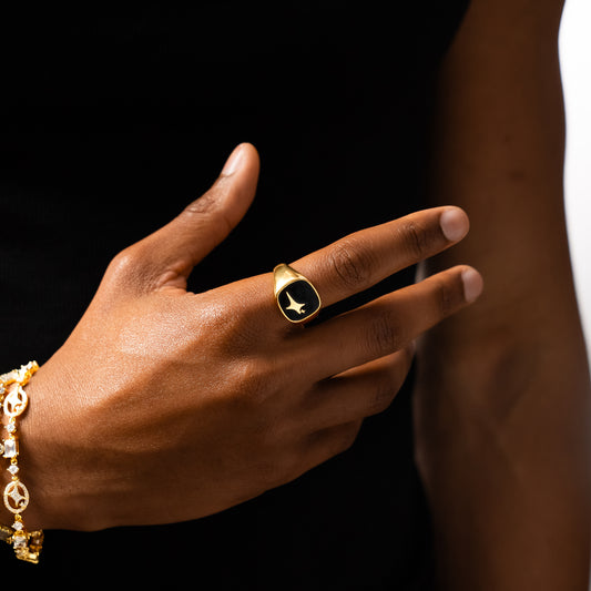 Raw Ring Gold - Black Pattern