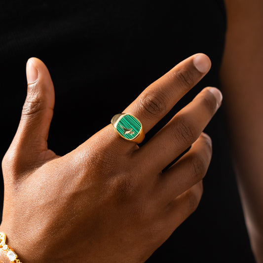 Raw Ring Gold - Green Pattern