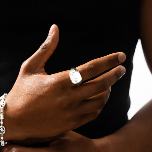 Raw Ring Silver - White Pattern