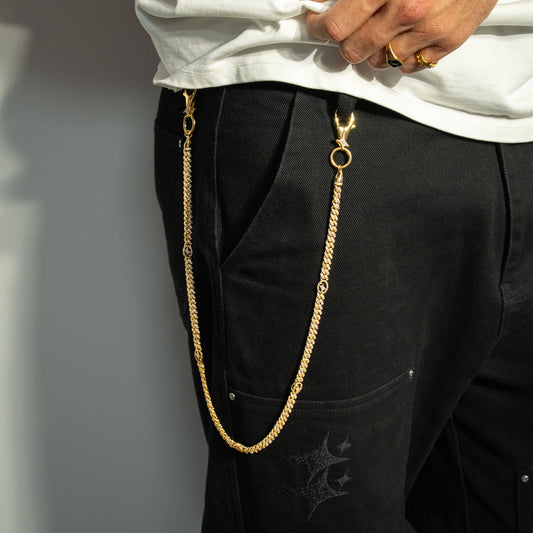 Wallet Chain Iced Cuban link Signature 5 mm Dorée