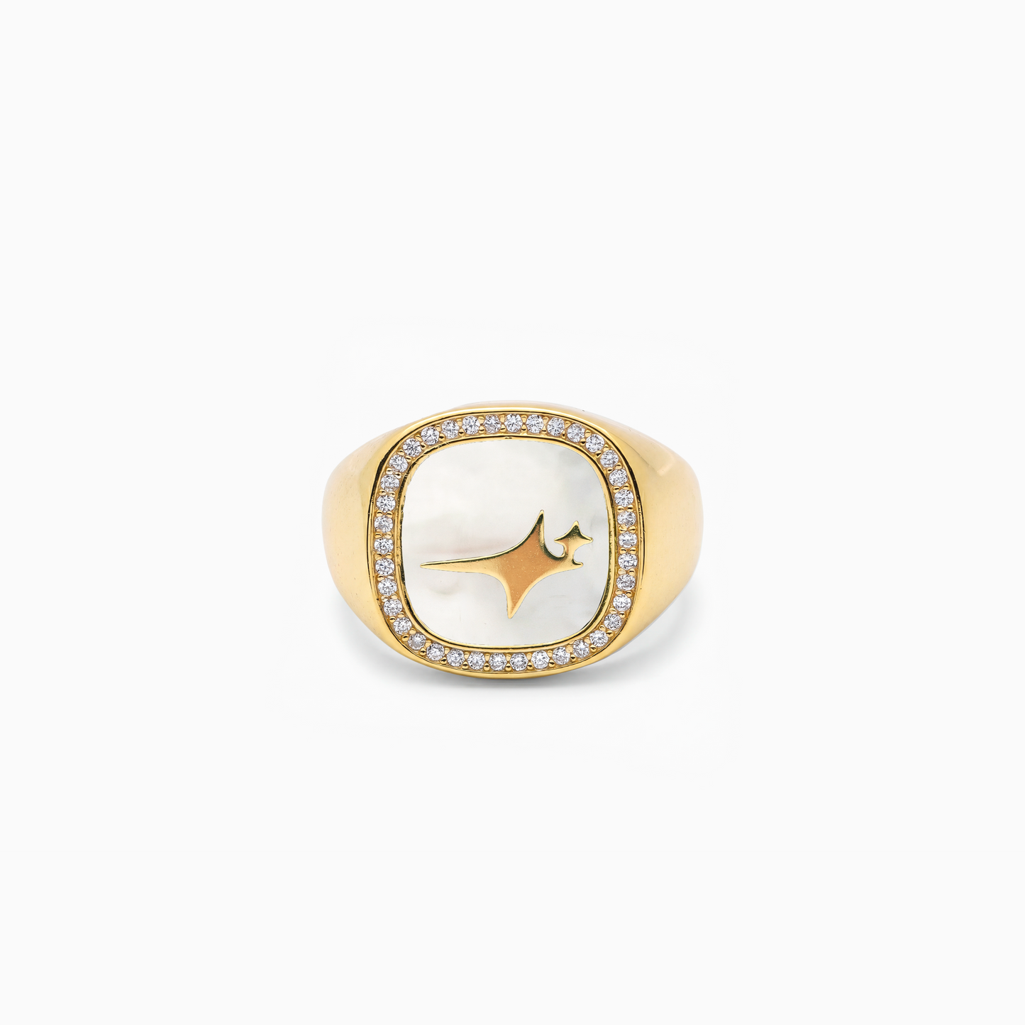 Iced Raw ring Gold - White Pattern