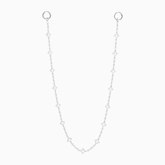 Wallet Chain Flower Tennis Argentée - Motif Blanc