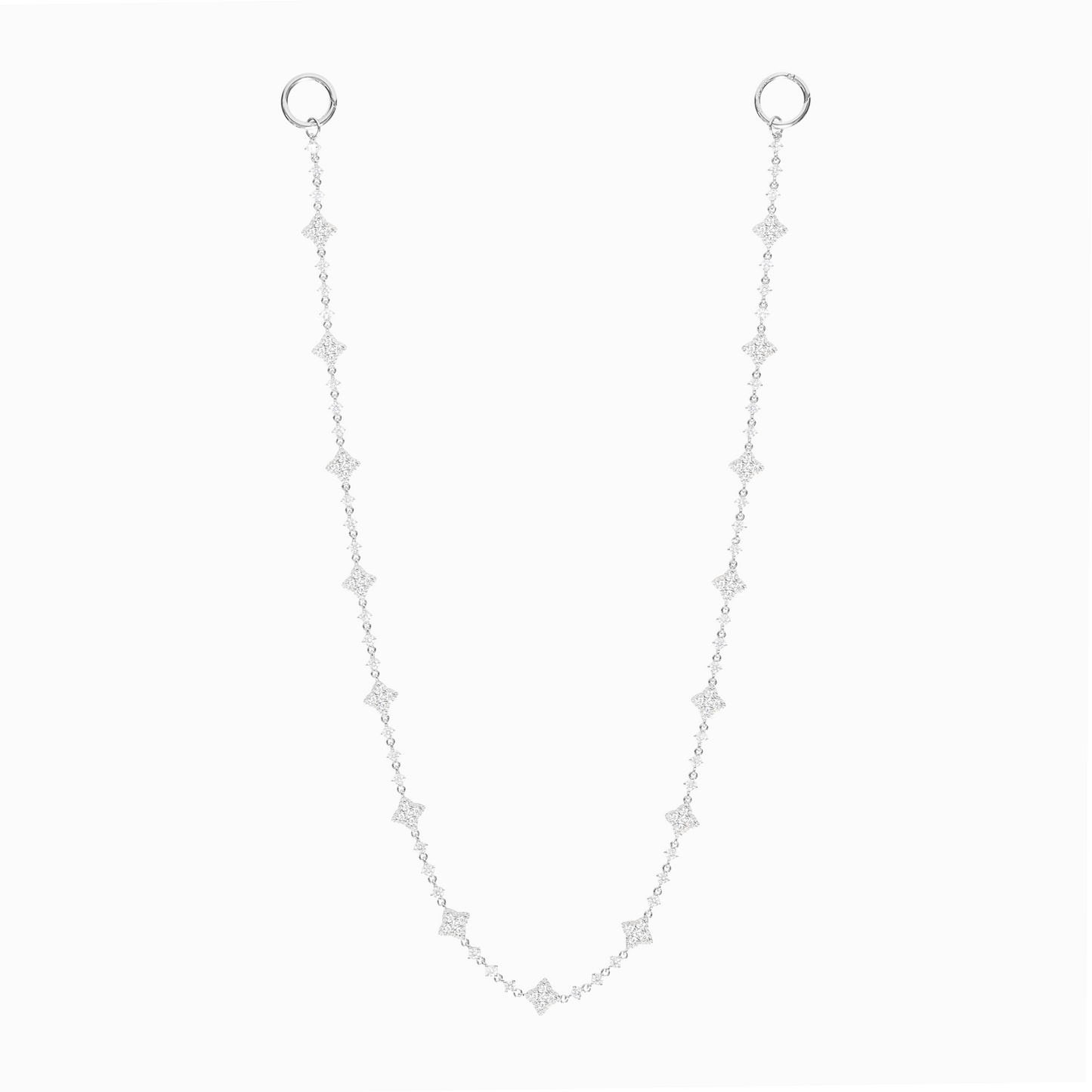 Wallet Chain Flower Tennis Argentée - Pierres Blanches