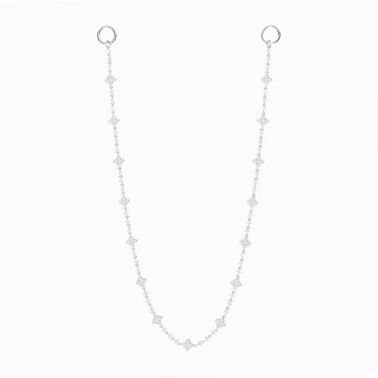 Wallet Chain Flower Tennis Argentée - Pierres Blanches