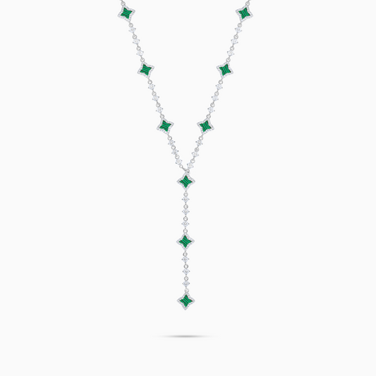 Lariat Flower Tennis Silver - Green Pattern
