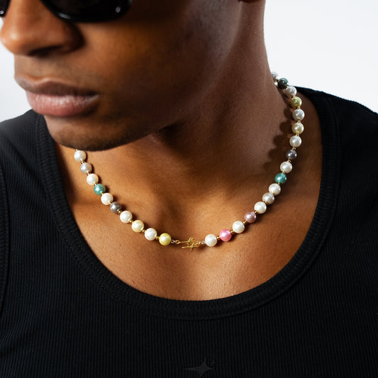 Double Stars Gold Beaded Chain - Multicolor