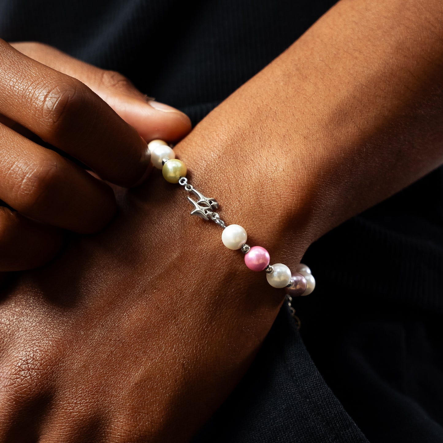Bracelet Pearl Double Stars Argenté - Multicolore