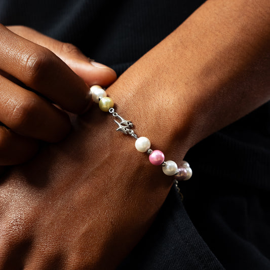 Bracelet Pearl Double Stars Argenté - Multicolore