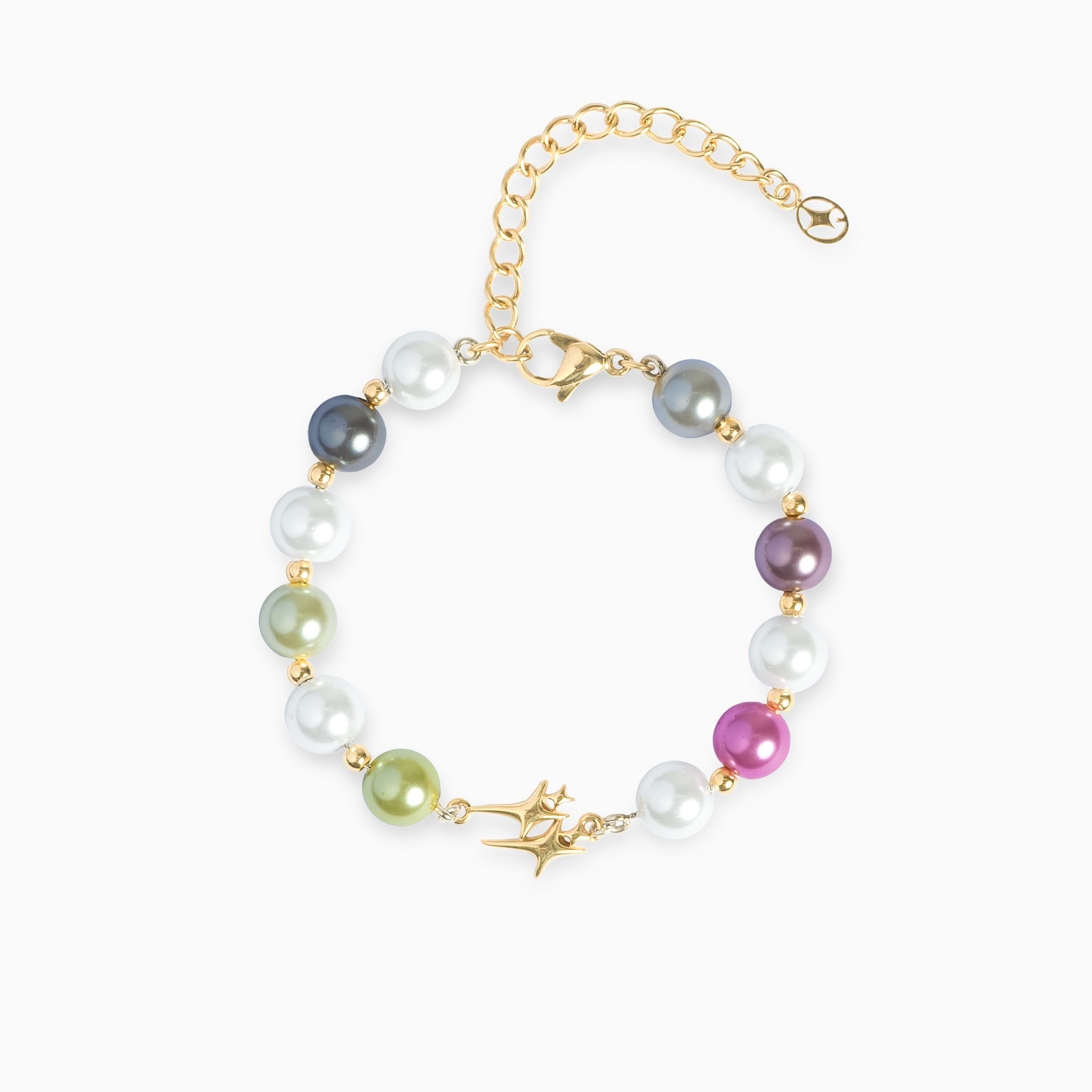 Pearl Double Stars Bracelet Gold - Multicolor