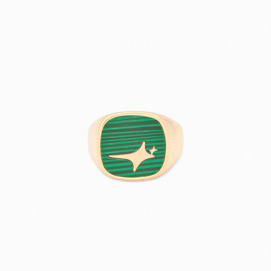 Raw Ring Gold - Green Pattern