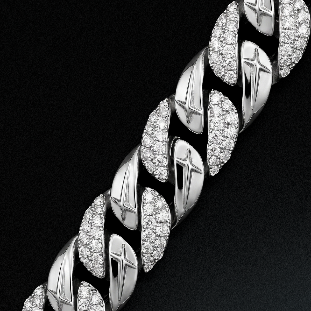 Bracelet Iced Icon Cuban link Plate 15mm 1/2 - Argent 925 / Moissanite VVS