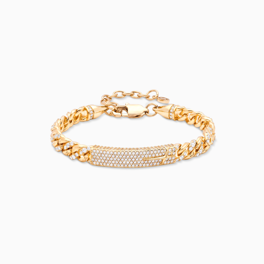 Iced Icon Cuban Link Plate Bracelet 6mm 1/2 Gold