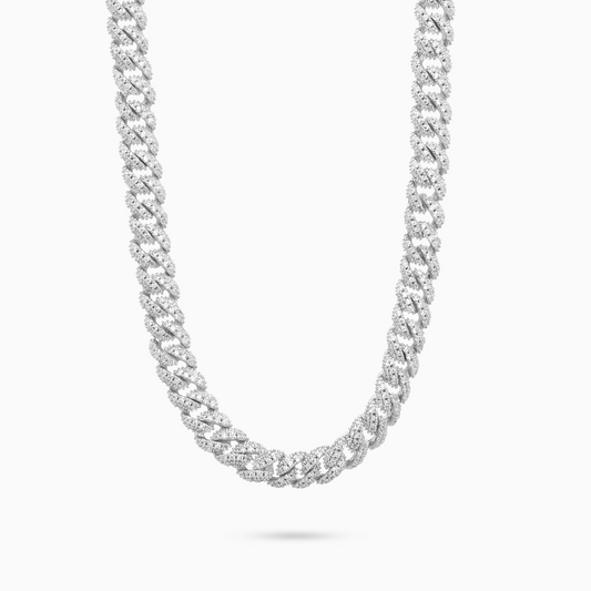 Chaîne Iced Cuban link 6,8 mm argentée