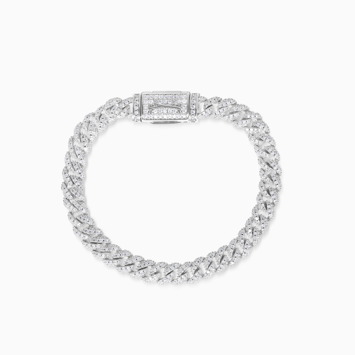 Bracelet Iced Cuban link 6,8 mm argenté