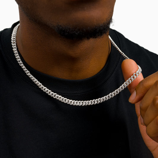 Iced Cuban link chain 6.8 mm silver