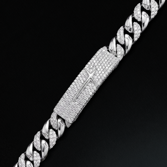 Bracelet Iced Icon Cuban link Plate 8mm 1/2 Argenté