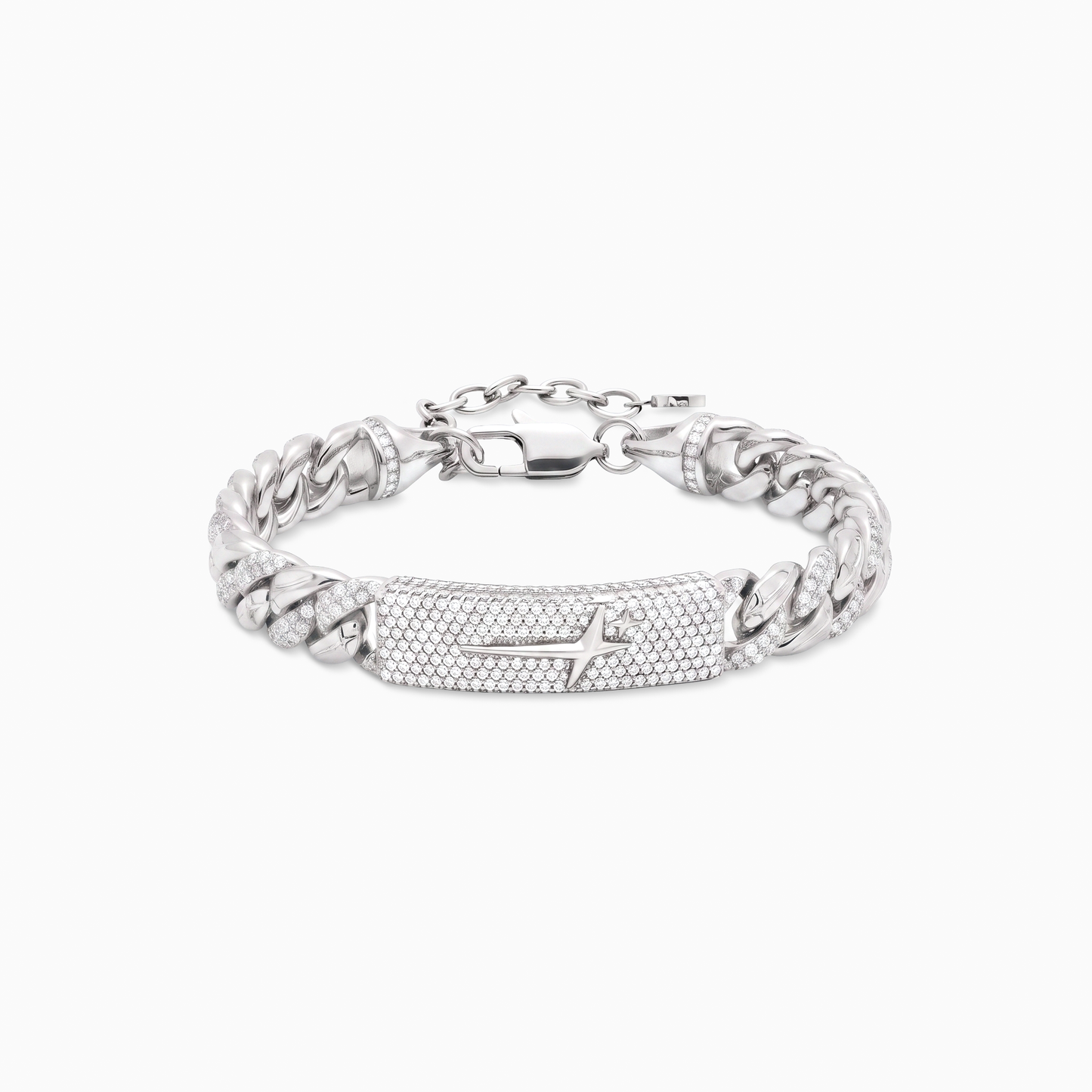 Iced Icon Cuban Link Plate Bracelet 8mm 1/2 Silver