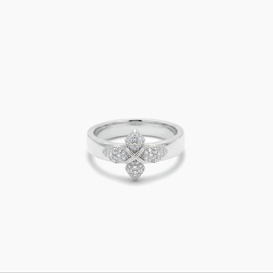 Iced crossed star ring - Silver