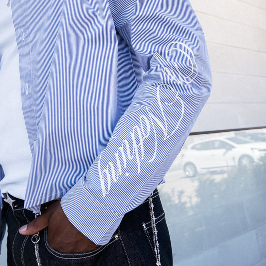 Striped Long-Sleeve Shirt - Blue & White