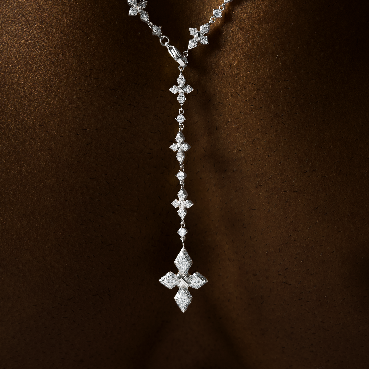 Lariat Iced Celestial - 925 Sterling Silver / VVS Moissanite