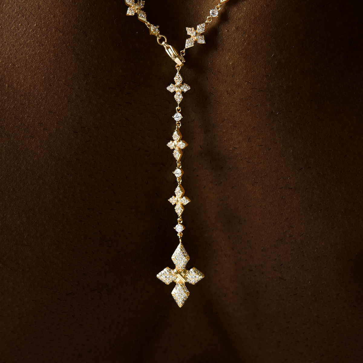 Lariat Iced Celestial - Argent 925 / Dorure Or jaune & Moissanite VVS