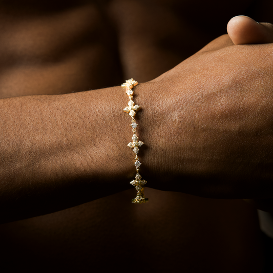 Bracelet Iced Celestial - 925 Sterling Silver / 18K Gold Plating & VVS Moissanite