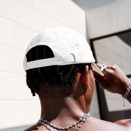 Leather Monogram cap - Blanc & Moissanite