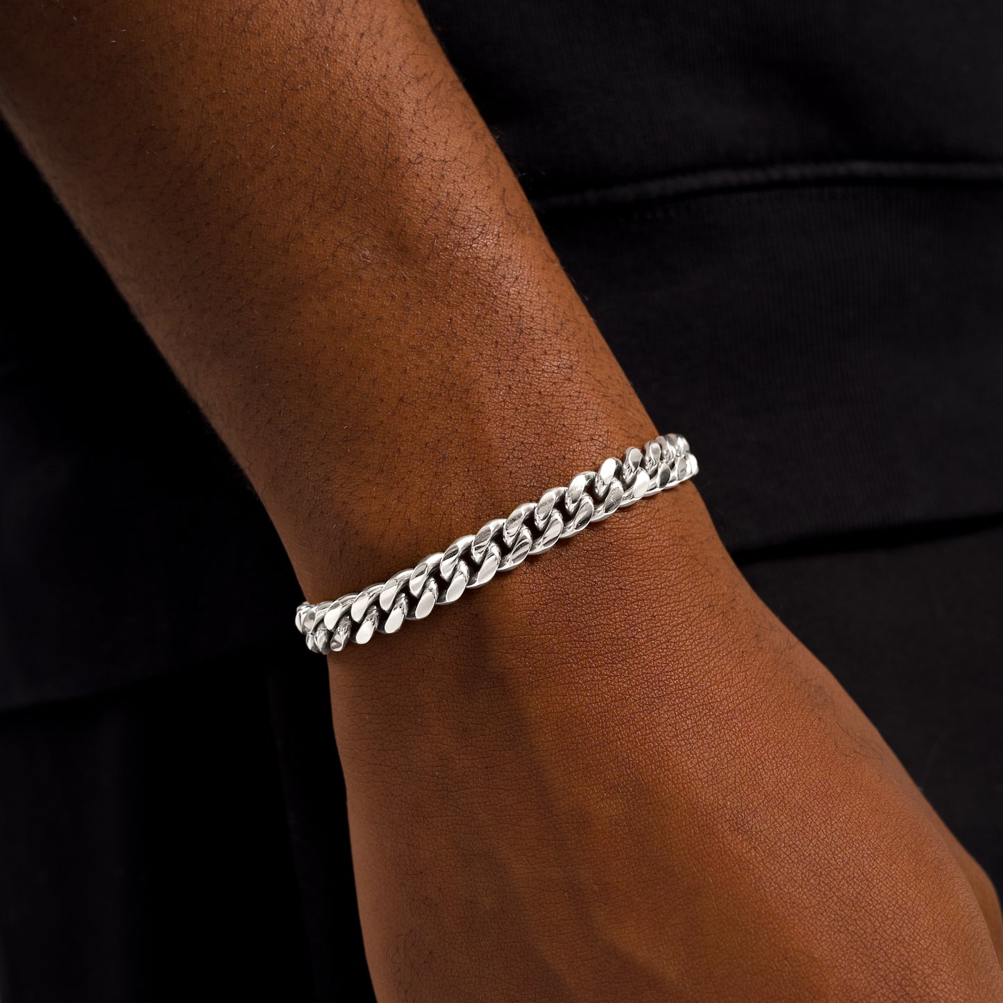 Bracelet Cuban link 8 mm argenté