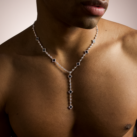 Lariat Flower Tennis Silver - Black Pattern