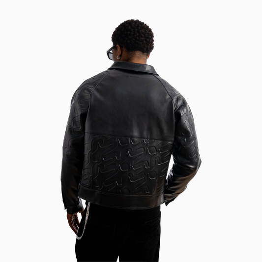 Leather Jacket Monogram - Black & Moissanite