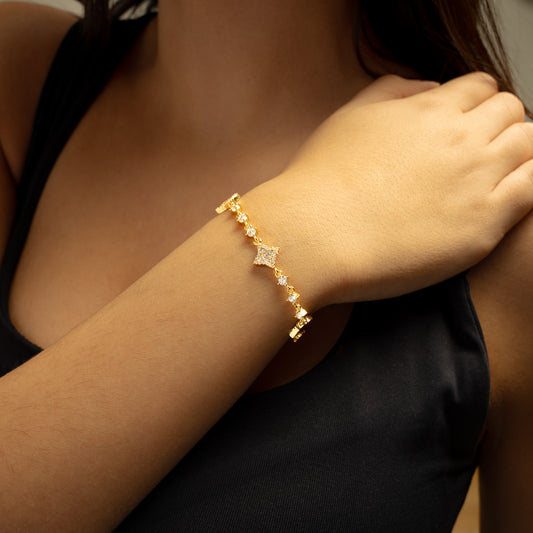 Flower Tennis Bracelet Gold