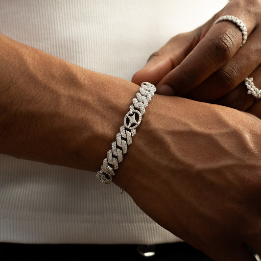 Signature Prong link Bracelet 10mm Silver