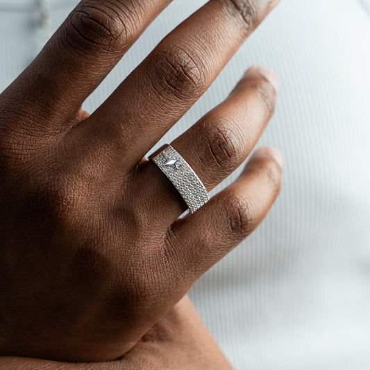 Iced band signature silver