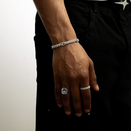 Signature Iced Cuban link Bracelet 5 mm Silver