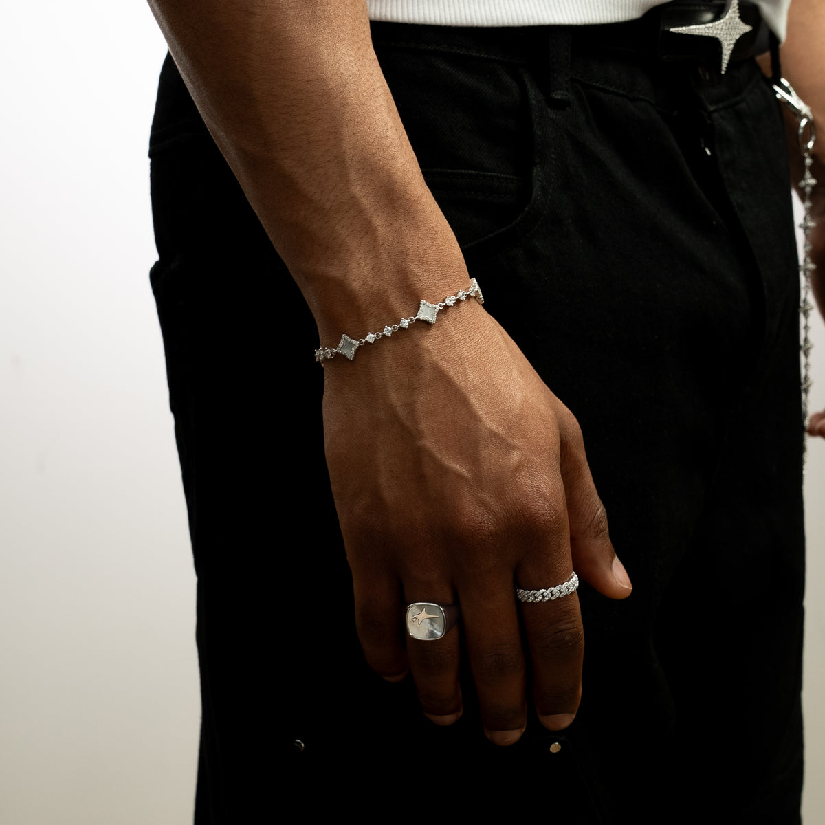 Bracelet Flower Tennis - Argent 925 / Moissanite VVS & Nacre